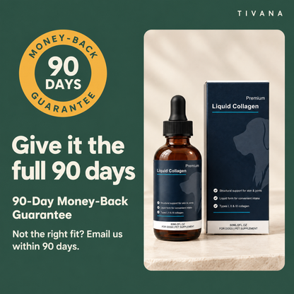 Move & Glow 90-Day Money-Back Guarantee seal next to the bottle and box. Not the right fit? Email us within 90 days.